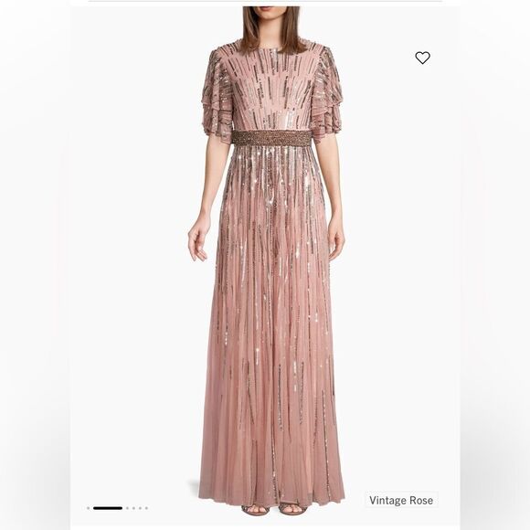 Mac Duggal Beaded Flutter Sleeve Gown NWT - Picture 1 of 8